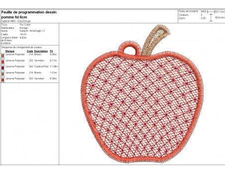 machine embroidery design FSL apple