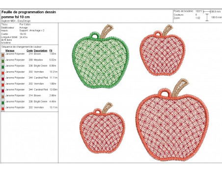 Motif de broderie machine pomme  FSL