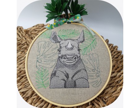 machine embroidery design savannah rhinoceros
