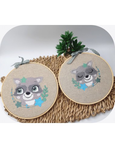 machine embroidery design  sleeping raccoon  with star machine embroidery design  sleeping raccoon  with star