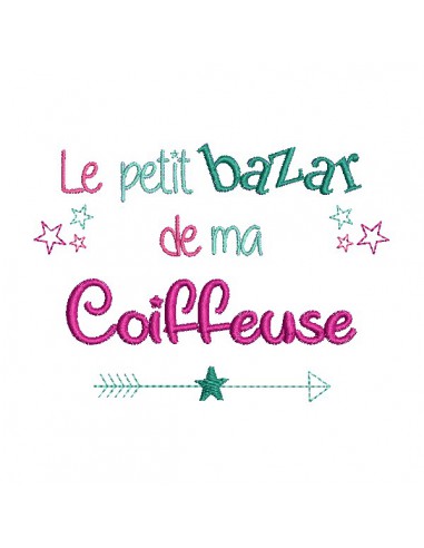 Motif de broderie texte bazar de coiffeuse