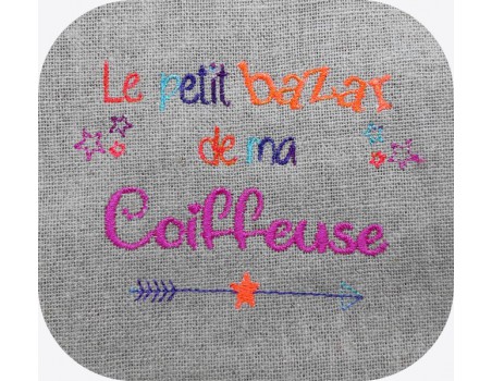 Motif de broderie texte bazar de coiffeuse