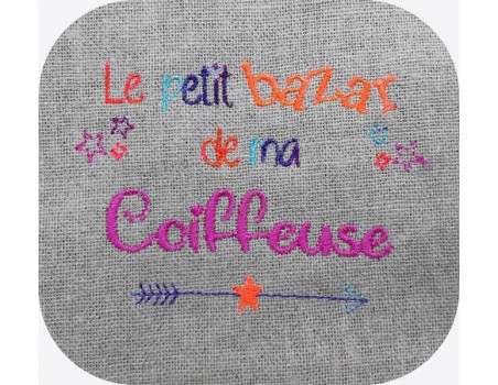 machine embroidery design text hairdresser Bazaar