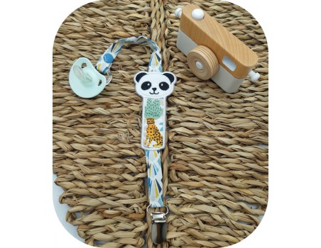 machine embroidery design  panda pacifier clip ITH