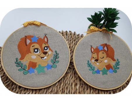 machine embroidery design  sleeping squirrel  with star