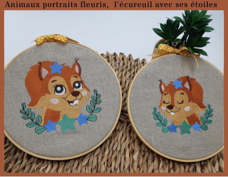 machine embroidery design  squirrel  with star