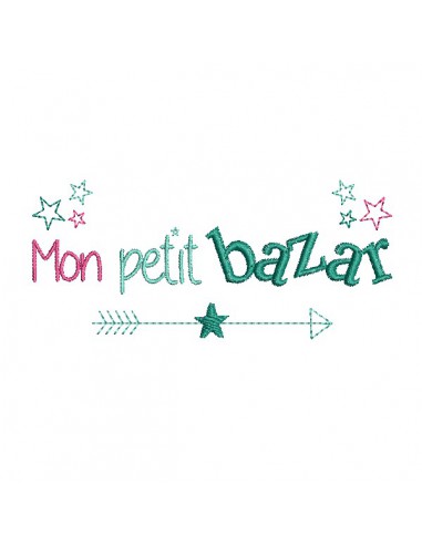 Motif de broderie texte mon petit bazar