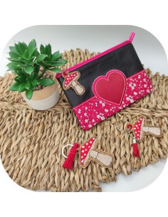 Motif de broderie machine ITH porte clés ou charms champignons