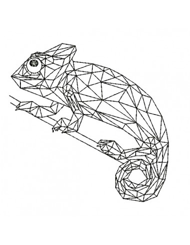 machine embroidery design geometric chameleon