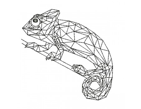 machine embroidery design geometric chameleon