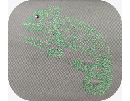 machine embroidery design geometric chameleon