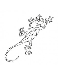 machine embroidery design geometric lizard