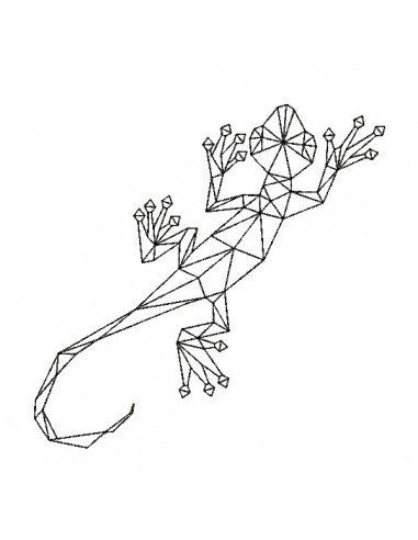 machine embroidery design geometric lizard