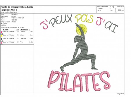 machine  embroidery design  i can not pilates