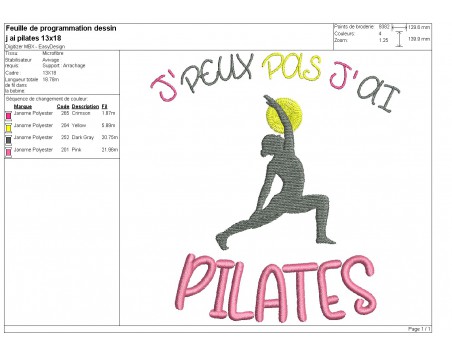machine  embroidery design  i can not pilates