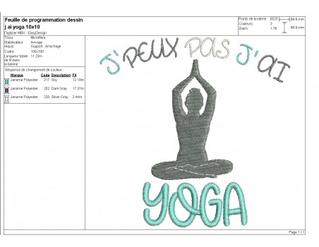 machine  embroidery design  i can not yoga