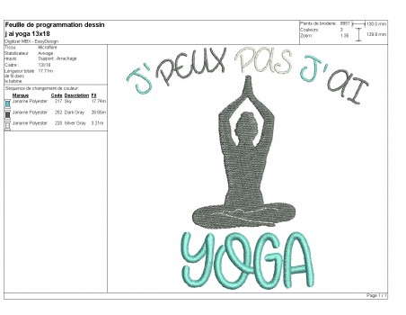 machine  embroidery design  i can not yoga