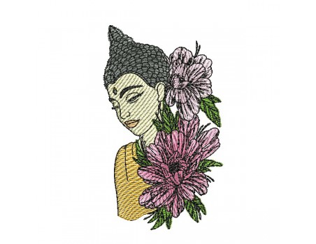 Motif de broderie  bouddha fleurs