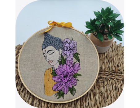 machine embroidery design  buddha  flowers