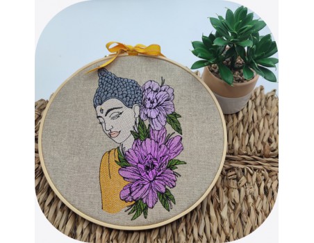 machine embroidery design  buddha  flowers