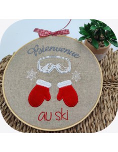 machine embroidery design  machine Ski mittens