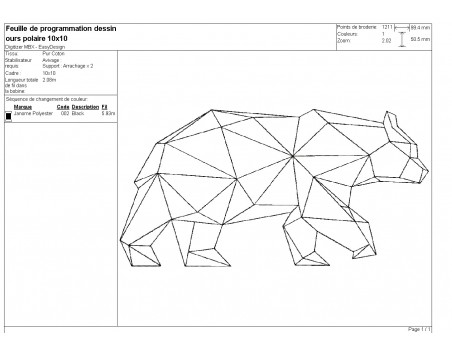 machine embroidery design geometric bear