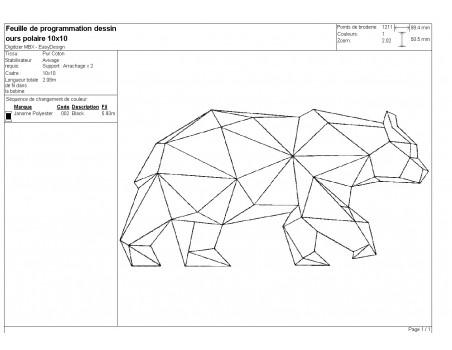 Motif de broderie machine ours  origami