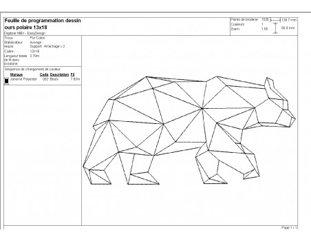 machine embroidery design geometric bear