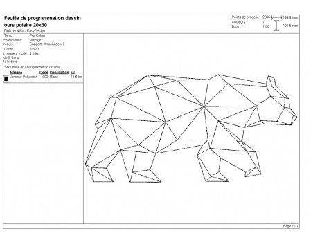 Motif de broderie machine ours  origami