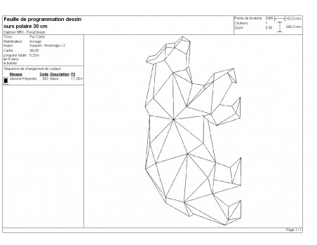 Motif de broderie machine ours  origami