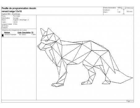 Motif de broderie machine renard  origami