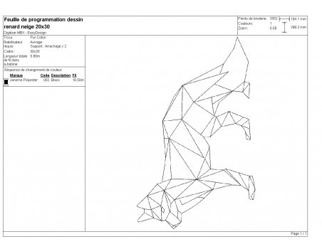 Motif de broderie machine renard  origami