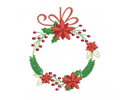 machine embroidery design  customizable christmas poinsettia wreath