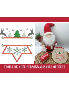 machine embroidery design  customizable christmas star