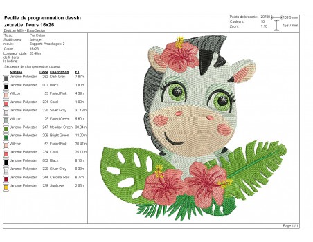 machine embroidery design zebra with flowers