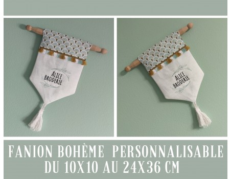 machine embroidery  design ith customizable bohemia pennant