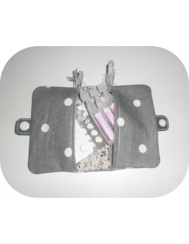 Motif de broderie machine ITH trousse pochette double zip Motif de broderie machine ITH trousse pochette double zip