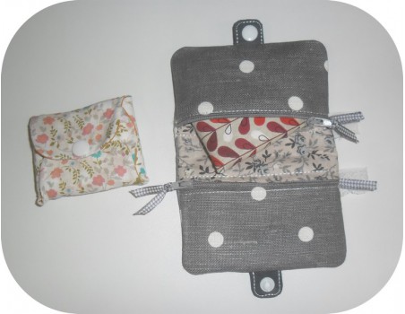 Motif de broderie machine ITH trousse pochette double zip