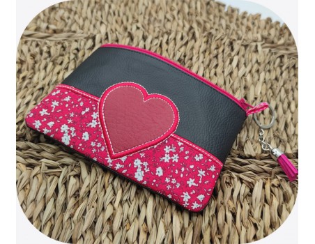 Motif de broderie machine ITH trousse coeur appliqué