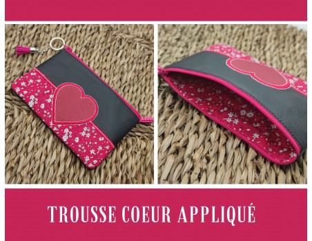 Motif de broderie machine ITH trousse coeur appliqué