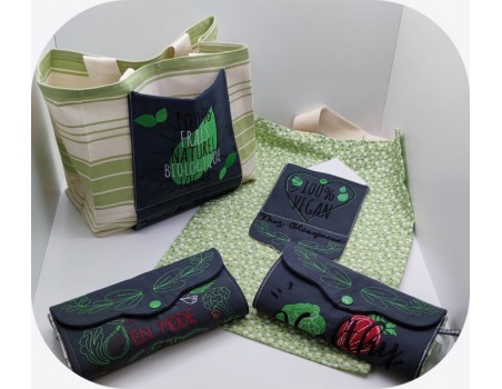 machine embroidery design Reusable Shopping Bags vegan ith