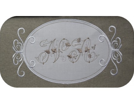 Motif de broderie machine cadre ovale appliqué Valentine