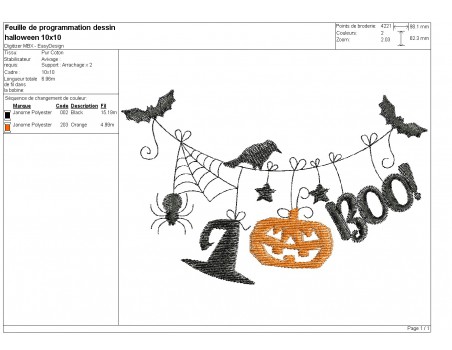 machine embroidery  design Halloween rope