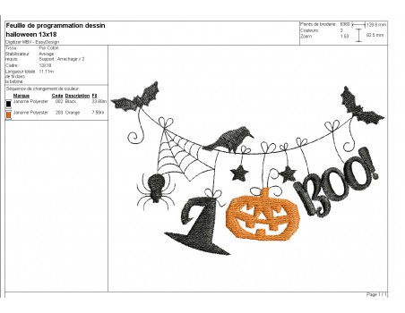 machine embroidery  design Halloween rope