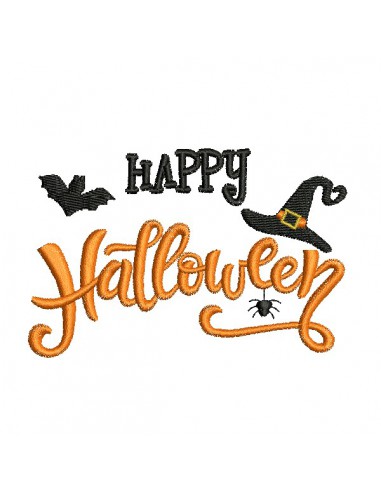 machine embroidery  design text happy  Halloween