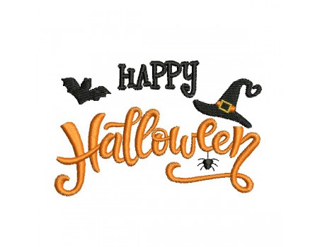 machine embroidery  design text happy  Halloween