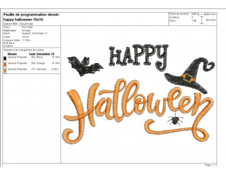 machine embroidery  design text happy  Halloween