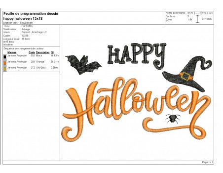 machine embroidery  design text happy  Halloween