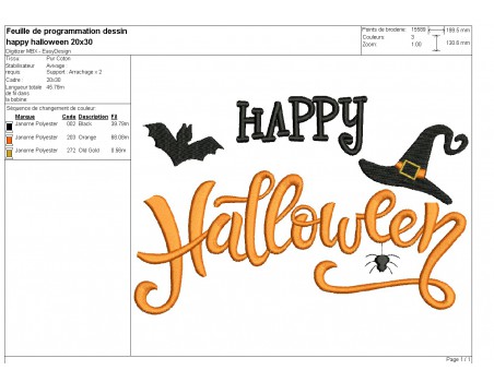 Motif de broderie machine  happy  halloween