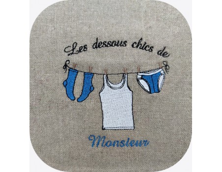 Motif de broderie machine sous vêtements homme